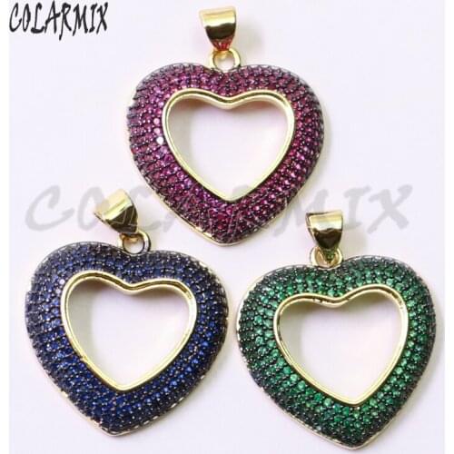 5 strands heart pendants necklace Charm necklace mix colors zircon accessories for women 50871