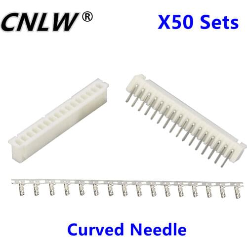 50 Sets/Kit XH2.54-16P 16 Pin Curved Needle Spacing 2.54mm Connectors Male and Female Plug + Terminals