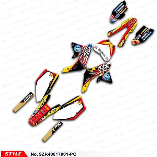 Aftermarket Custom Graphics Vinyl Wraps for RMZ 450 2008 2009 2010 2011 2012 2013 2014 2015 2016 2017, Style No. SZR40817001-PO