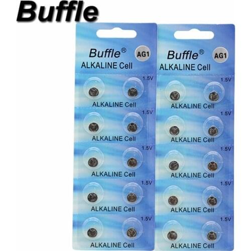 Buffle 200pcs/20cards Wholesale AG1 Alkaline Coin Cell Battery 364 SR621 SR60 1.5V Batteries For Watches