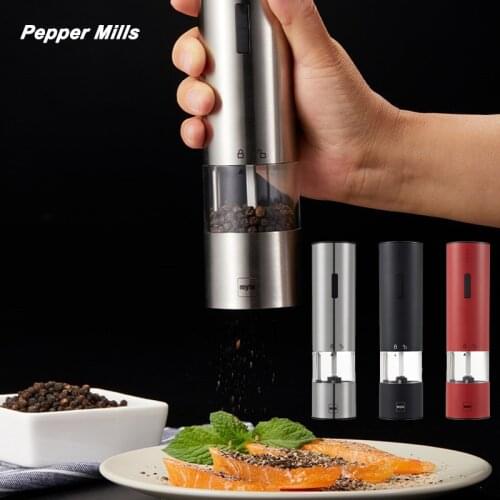 Professional Electric Automatic Salt & Pepper Mill Set With Adjustable Grinding Spice Mill Easy To Refill Cooks Kitchen Utensils