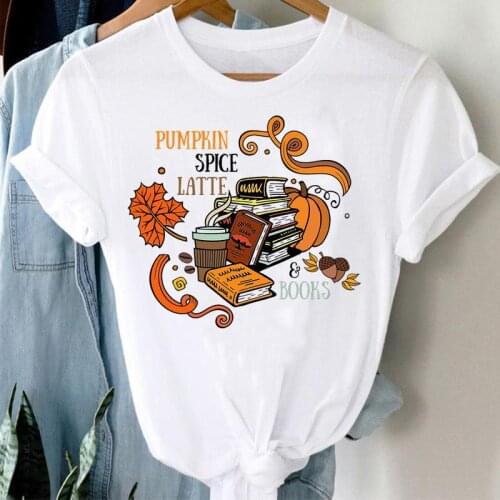 Halloween Thanksgiving Graphic Clothes Tshirt Top Print T Female Tee T-Shirt Women Pumpkin New Trend Style Autumn Fall