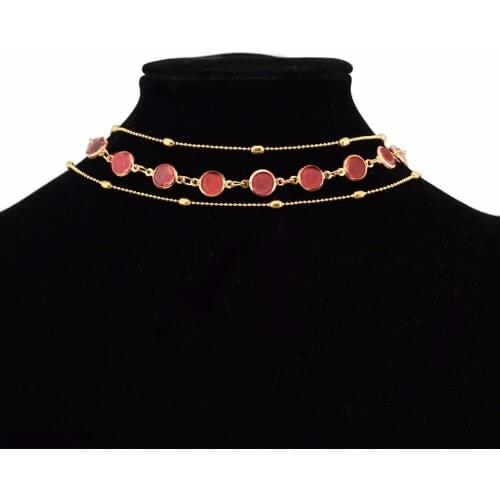 Idealway 3Pcs/sets Fashion Gold Chain Rhinestone Statement Choker Necklace Ladies Charm Women Cocktail Party Jewelry Gift