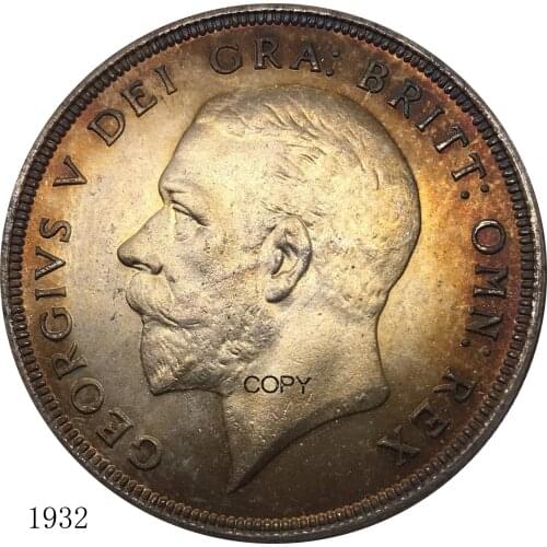 1932 Coin Great Britain UK 1 Crown George V Cupronickel Plated Silver Metal Souvenir Gift Copies Old Collectible Replica Coins