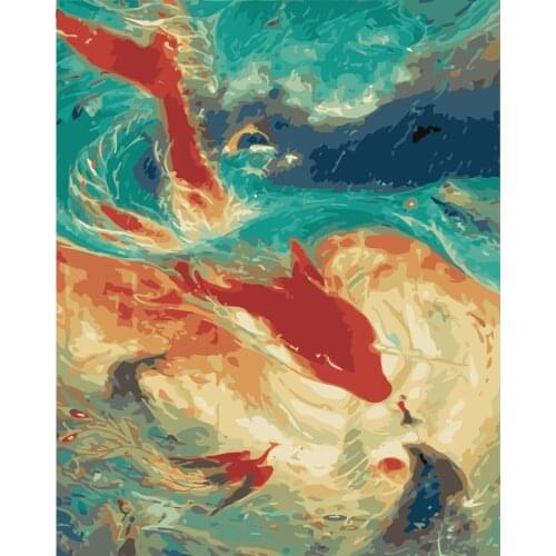 Painting By Numbers DIY Cartoon Big Fish and Begonia Cartoon Handmade Gift Paint By Number Canvas Kits Figure Acrylic Paint