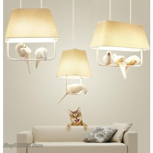 Nordic dining room Birds pendant lights resin fabric lampshade kitchen Hanging Lamp retro loft pendant lamp decor light Fixtures