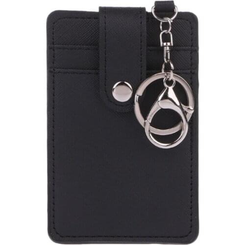 Portable ID Card Holder Bus Cards Cover Case Office Work Keychain Keyring Tool D08E
