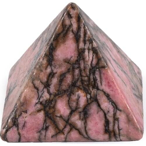 Rhodonite Pyramid Figurine Miniatures Energy Healing Egypt Statue Feng shui Natural Stone Egyptian Crystal Model Home Decor Gift