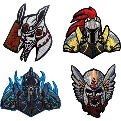 Knight Samurai Emboridery Patch Armband Badge Military Decorative Applique Embellishment Skull Tactical Patches