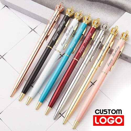 Small Crown Ballpoint Pen Custom Advertising Gift Pen Stationery Wholesale Custom Logo School Supplies Wholesale Lettering