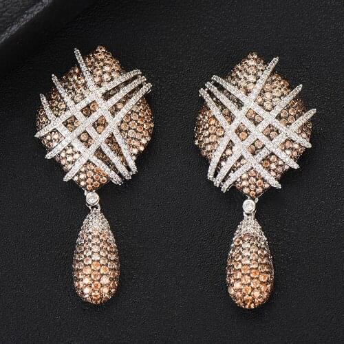 GODKI Jimbora Super Hot New Trendy Pendant Bridal Wedding Engagement Dangle Drop Earrings Colorful Crystal Earrings For Women