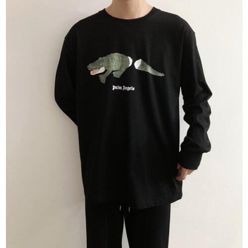 Palm Angels Docked Tail Printed Long Sleeve Couples Loose T-shirts for Men Women 06594659