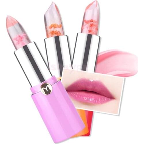 Waterproof Clear Jelly Temperature Change Color Lipstick Long Lasting Moisturizing Lip Gloss Balm DRY FLOWER INSIDE PINK SHADE
