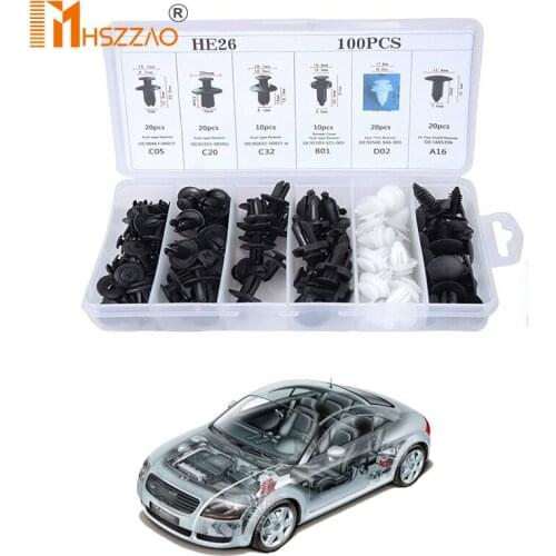 100 Pcs Universal Mixed Auto Fastener Car Bumper Clips Retainer Car Fastener Rivet Door Panel Liner For All Car