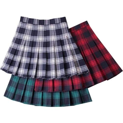 Summer Plaid Mini Skirt Vintage High Waist Womens Pleat Skirts Office Ladies Party Casual Short Pleated Skirt Sexy Mini Skirts