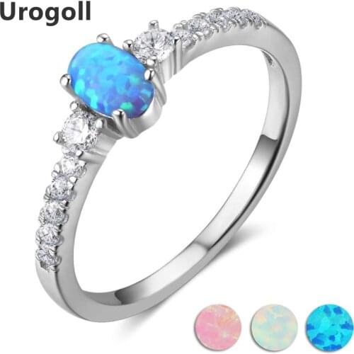 Top Quality 925 Sterling Silver Fine Jewelry Ring Romantic CZ & Opal Rings For Women Engagement Jewelry Gift