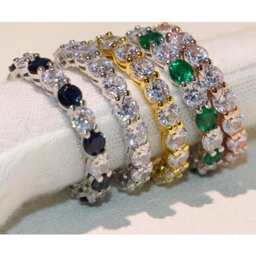 Size 5-10 Sparkling Drop Shipping Brand New Luxury Jewelry Multi Color Clear 5A CZ Zirconia Women Wedding Band Circle Ring Gift