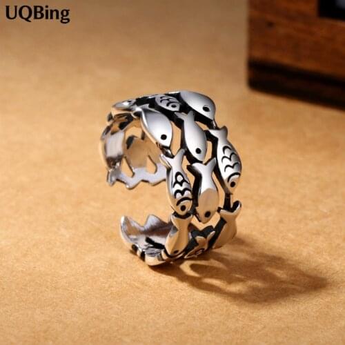 2019 Free Shipping 925 Silver Retro Fish Rings For Women Jewelry Multi Layer Finger Rings For Party Birthday Gift