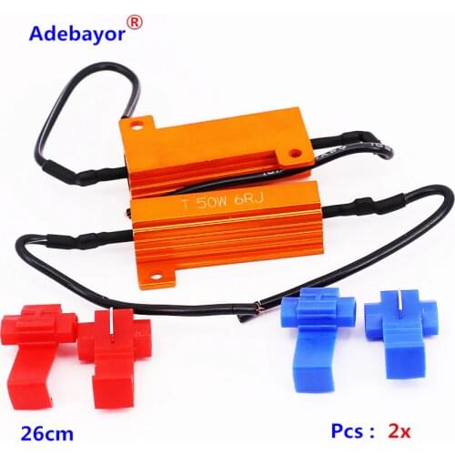 2pcs 50W Fuse 6ohm LED bulb Light Turn Signal Load Resistor resistance Fix Error Flash Blinker Warning Controller Capacitor