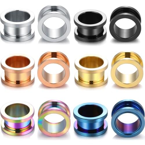 2Pcs Steel Ear Plug and Tunnel Earring Piercing Screw Thread Ear Expander Earlet Gauge for Ear Piercing Body Jewelry 1.6mm-20mm