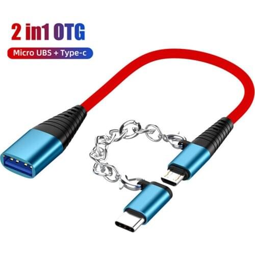 2 in 1 USB OTG Cable Type C Micro usb Male to USB 2.0 Female Charge Data Sync Converter otg Adapter for Samsung Xiaomi Huawei