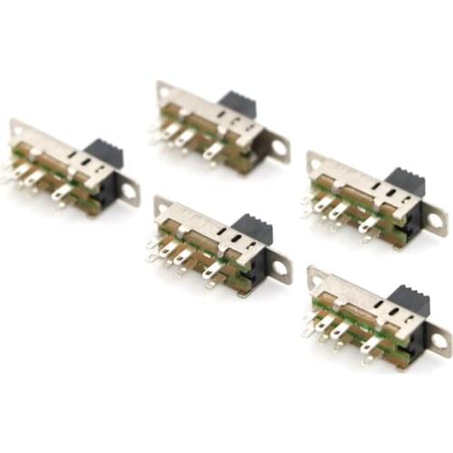 20Pcs SS23E04 Double Toggle Switch 8 Pins 3 Files 2P3T DP3T Handle High 5mm Small Slide Switch