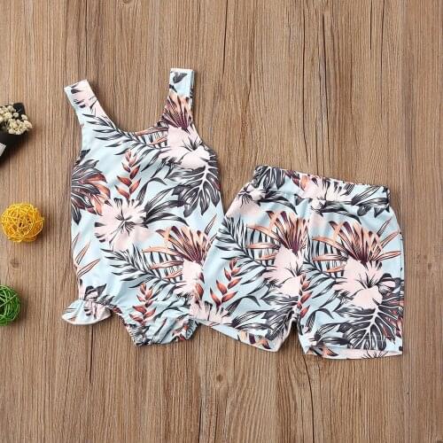 2020 Boy Girl Swimsuit Floral Print Bikini Swim Wear Baby Swimwear Girl Bathing Suit Boys Swimming Trunks