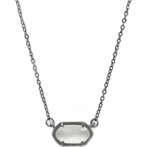 2020 Hot Selling Black Tone Classic Small Geometric Cats Eye Stone Pendant Necklace Mini Geometric Choker Pendant Necklace