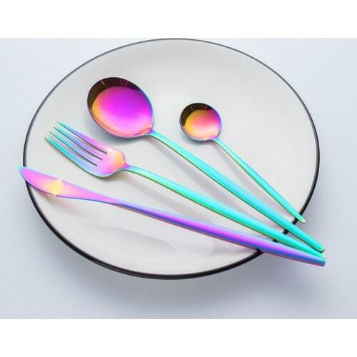 24pcs/set Dinnerware Sets Gold Mirror Cutlery Set Stainless Steel Fork Coffee Spoon Knife Cutlery Set Dishwasher Tableware