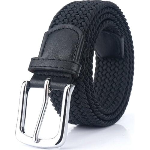 3.4CM Mens Belt Elastic Strap Pin Buckle High Quality Canvas Belts for Boys Jeans Dress Belt Fashion Designer Nylon belts Black