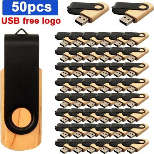 50pcs/lot USB 2.0 High speed Wooden flash drive pen driver wood chips pendrive 4GB 8GB 16GB 32GB 64GB creativo Free custom Logo