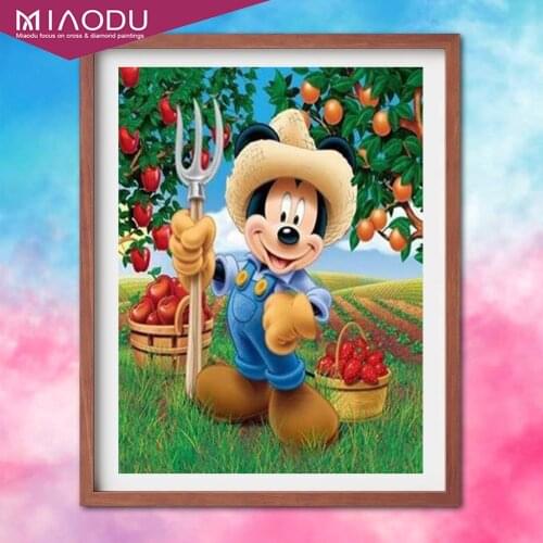 5D DIY Diamond Painting Disney Mickey Mouse Cartoo Orchard Farm Diamond Painting Diamond Painting Embroidery Kit Mosaic