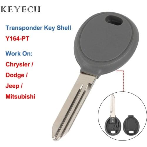 Keyecu Transponder Key Shell Case Y164-PT for Chrysler for Dodge Avenger for Jeep Compass Liberty Wrangler for Mitsubishi Raider