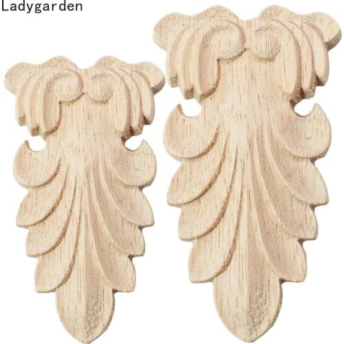 4PCS Woodcarving Corbels Decal Corner Appliques Frame Wall Furniture Decorative Wood Statues Crafts Home Office Decor Sculptures