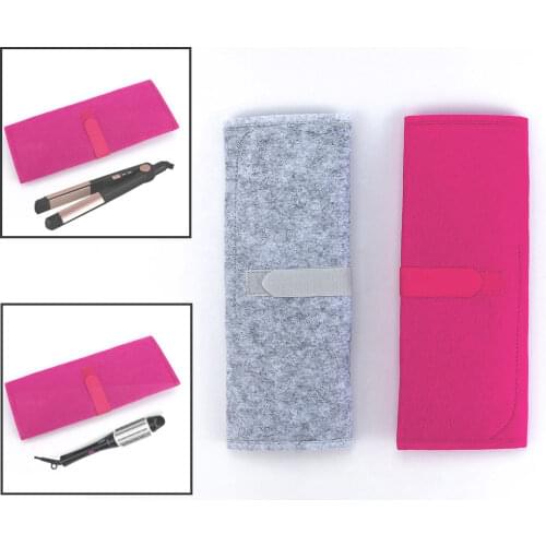 1 Pcs Woman Travel Hair Straightener Storage Bag Grey/ Rose Red Color Heat-Resistant Pad Portable Heat Resistant Bag Storage Bag