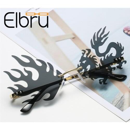 Elbru 2020 Fashion Rimless Dragon Phoenix Sunglasses For Party Women Men Unique Frameless Sun Glasses Cool Shades UV400