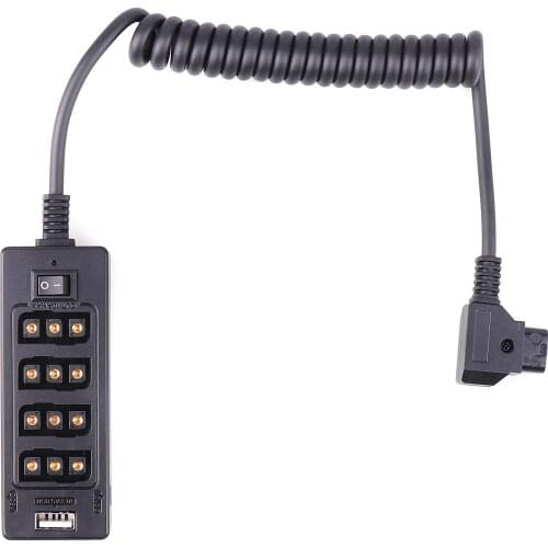 Fotga Male D-tap to 4 Female D-tap 2 DC USB Output Power Cable Distributor Splitter Hub Box for Anton Bauer V Mount Batteries P