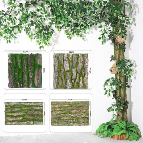 Simulation Bark Natural Plant Fake Tree Home Garden Sewer Decor Fake Tree Bark Green Moss Wedding Decoration Artificial Tree