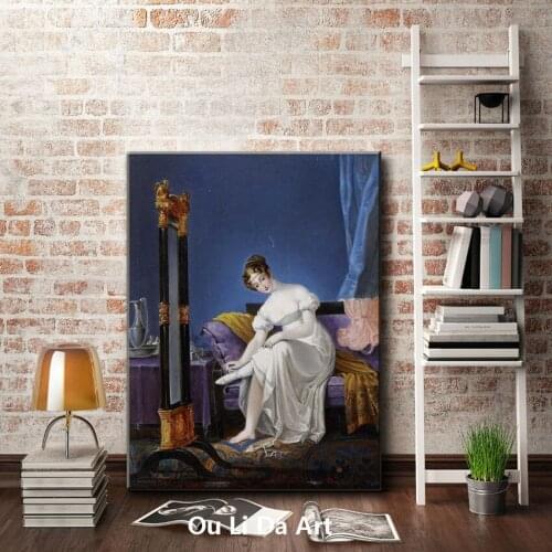 Classical court figures noble girl bed room scenery oil paintings canvas printing printed on canvas wall art decoration picture