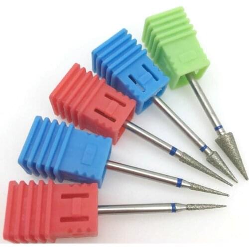 5 Type Cone Diamond Nail Drill Bit 3/32" Rotary Burr Bits For Manicure & Pedicure Drill Accessories Nail Beauty Tools