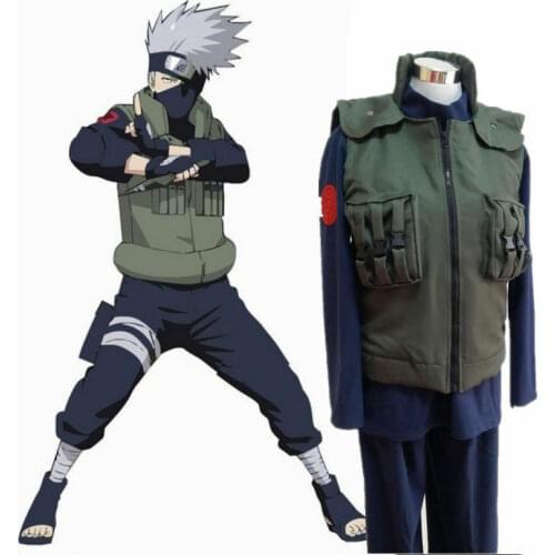 Japanese Anime Cosplay Costumes Hatake Kakashi Green Vest Waistcoat Garment Men Women Halloween Party Jacket Tops