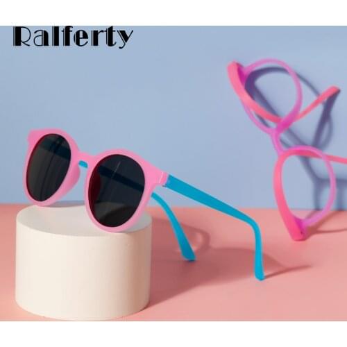 Ralferty Round Kids Sunglasses Polarized Anti UV Shades For Child Boy Girl Unbreakable Silicone Goggles Outdoor Glasses K18038