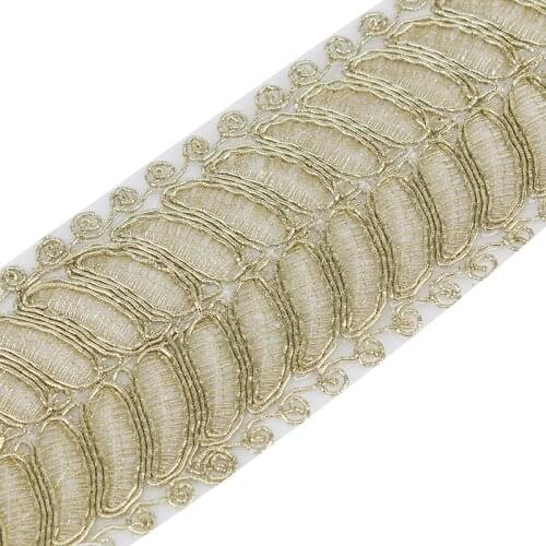 20yards 5.3cm Width Gold Thread Edge Embossed Lace Trim Decorated Lace Ribbon Trim For DIY Dress Wedding Clothes Trim T245