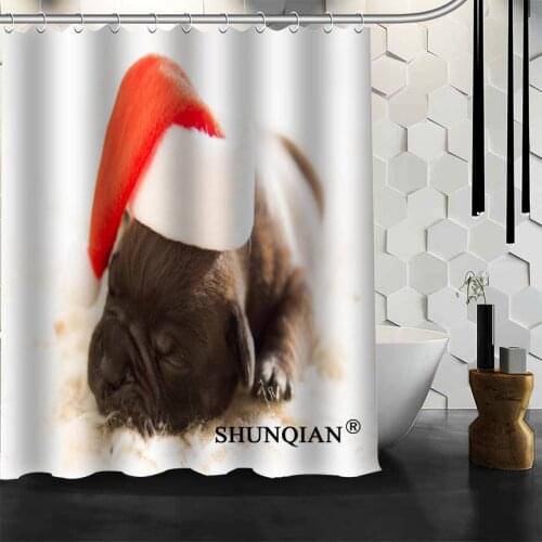 Best Nice Custom Dog Christmas Shower Curtain Bath Curtain Polyester Fabric Bathroom Curtain MORE SIZE A6.1-21