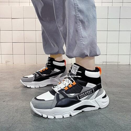 2021 Mens Winter Boots Fashion Casual Shoes Men High Top Shoes Comfortable Sneakers Warm Fur Snow Outdoor Boots Men Ankle Boots