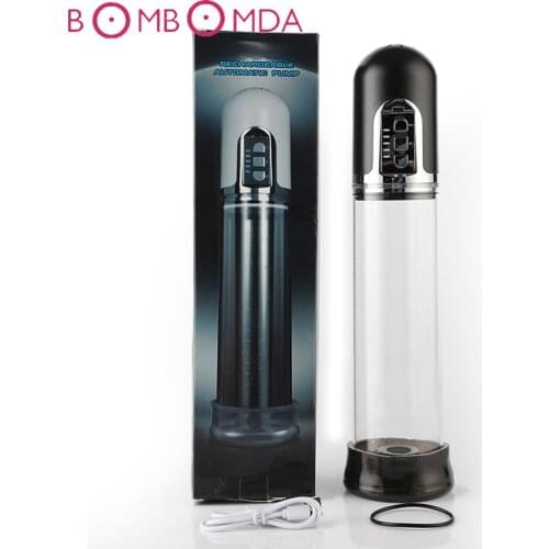 Men USB Electric Penis Train Pump Enlargement Sleeve Delay Ejaculation Vibrator Vacuum Peni Enlargers Male Last Masturbation Cap