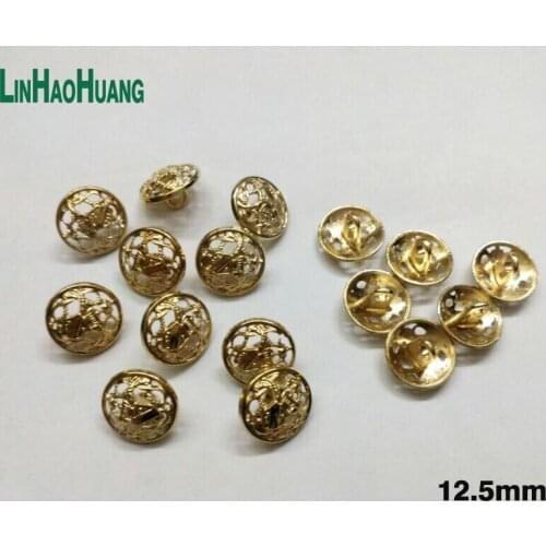 Wholesale 100pcs pack 12.5mm metal alloy sewing buttons Hollow designdecorative gold button free shipping 2016101805