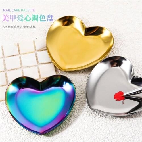 Nordic style stainless steel heart-shaped nail art palette, makeup foundation painting palette, nail polish color palette tool