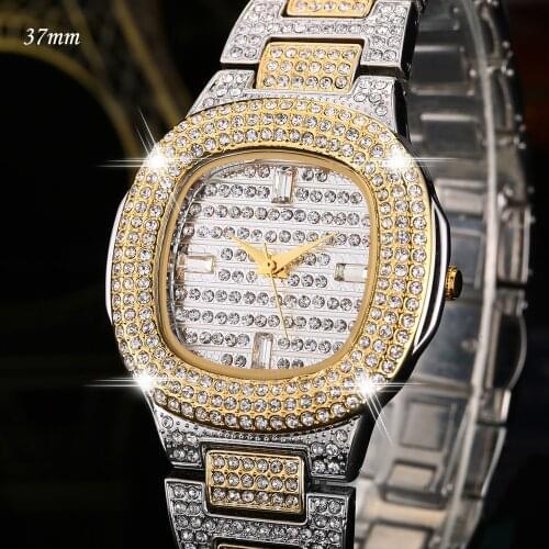 Dropshipping New 2021 Fashion Quartz Women Watches Luxury Diamond Ladies Watch 18K Gold Silver Iced out Hip Hop Female Clock