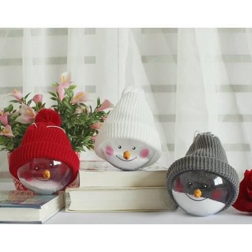 QDRR Christmas decorations kindergarten children transparent plastic Snowman ball Christmas Tree Pendant multicolor #33